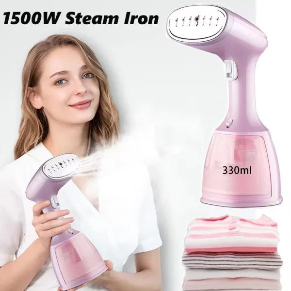 מגהץ קיטור ידני 1500W לבגדים – מכשיר אידוי נייד עם מיכל 330 מ"ל לבית ולנסיעות